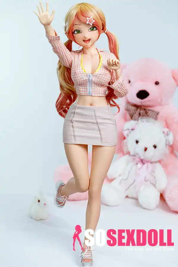 85cm 3ft3 Silicone Youthful Girl Double Ponytail Fair Skin Sex Doll With Realistic Curves