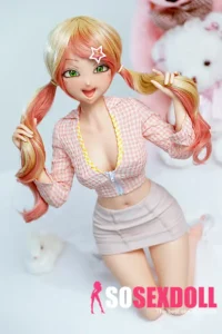 85cm 3ft3 Silicone Youthful Girl Double Ponytail Fair Skin Sex Doll With Realistic Curves