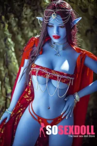 158cm 5ft2 TPE Blue Skin Elf Soft Chest Toned Figure Sex Doll 115 Head