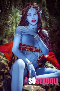 158cm 5ft2 Elven Girl Blue Skin Shapely Figure Alurring Chest Red Hair Sex Doll In Stock(US only)
