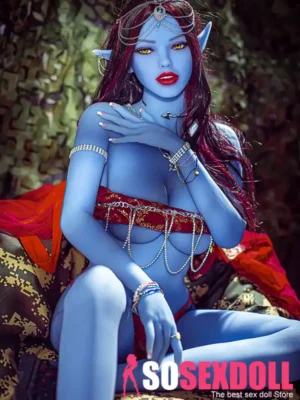 158cm 5ft2 Elven Blue Skin Shapely Figure Medium Breast Sex Doll #115 Head in Stock (US only）