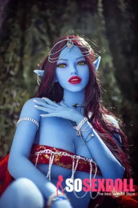 158cm 5ft2 Elven Girl Blue Skin Shapely Figure Alurring Chest Red Hair Sex Doll In Stock(US only)