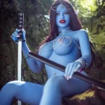 158cm 5ft2 Elven Blue Skin Shapely Figure Medium Breast Sex Doll #115 Head in Stock (US only）