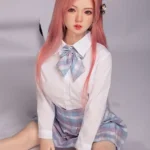 130cm 4ft3 Pink Long Hair Uniform Sex Dolls B Cup In Stock (US Only)
