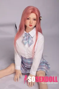 130cm 4ft3 Pink Long Hair Uniform Sex Dolls B Cup In Stock (US Only)