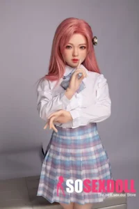 130cm 4ft3 Pink Long Hair Uniform Sex Dolls B Cup In Stock (US Only)