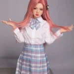 130cm 4ft3 Pink Long Hair Uniform Sex Dolls B Cup In Stock (US Only)
