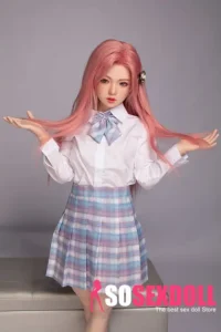 130cm 4ft3 Pink Long Hair Uniform Sex Dolls B Cup In Stock (US Only)