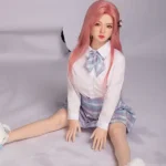 130cm 4ft3 Pink Long Hair Uniform Sex Dolls B Cup In Stock (US Only)