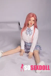 130cm 4ft3 Pink Long Hair Uniform Sex Dolls B Cup In Stock (US Only)