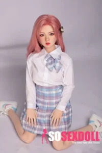 130cm 4ft3 Pink Long Hair Uniform Sex Dolls B Cup In Stock (US Only)