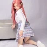 130cm 4ft3 Pink Long Hair Uniform Sex Dolls B Cup In Stock (US Only)