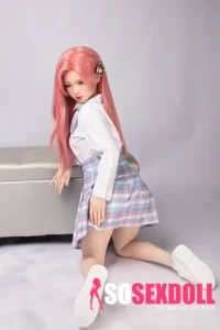 130cm 4ft3 Pink Long Hair Uniform Sex Dolls B Cup In Stock (US Only)