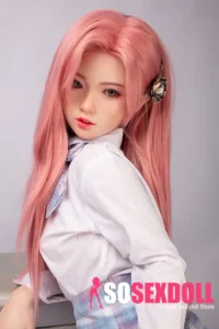 130cm 4ft3 Pink Long Hair Uniform Sex Dolls B Cup In Stock (US Only)
