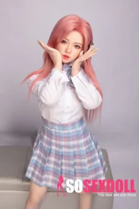 130cm 4ft3 Pink Long Hair Uniform Sex Dolls B Cup In Stock (US Only)