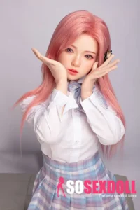 130cm 4ft3 Pink Long Hair Uniform Sex Dolls B Cup In Stock (US Only)