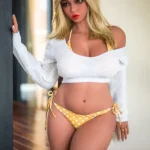 138cm 4ft2 TPE Pregnant Chubby Breast Curvy Body Blonde Hair Sex Doll 39 Head