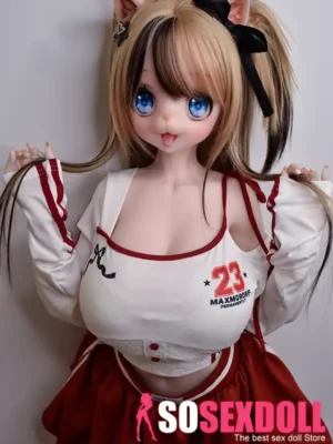 148cm 4ft9 Cute Yellow Hair Cat Ear Love Dolls Realistic Love Dolls Vagina Toys