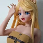 148cm 4ft9 Golden Cat Ear Long Hair Sex Dolls Cheap Sex Toys Female Sex Dolls