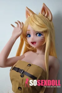 148cm 4ft9 Golden Cat Ear Long Hair Sex Dolls Cheap Sex Toys Female Sex Dolls