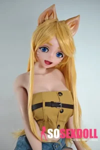 148cm 4ft9 Golden Cat Ear Long Hair Sex Dolls Cheap Sex Toys Female Sex Dolls