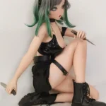 148cm 4ft9 Green Haired Leather Jacket Sex Dolls High Quality Sex Dolls