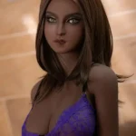 148cm 4ft9 TPE Brown Skin Girl Plump Breast Black Hair Sex Doll 47 Head