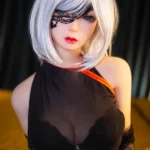 148cm 4ft9 TPE Petite Body Silver Hair Sex Doll 204 Head Wearing Black Lingerie