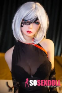 148cm 4ft9 TPE Petite Body Silver Hair Sex Doll 204 Head Wearing Black Lingerie