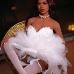 148cm 4ft9 TPE Seductive Busty Curvy Body Sex Doll 205 Head In White Gown