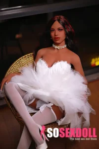 148cm 4ft9 TPE Seductive Busty Curvy Body Sex Doll 205 Head In White Gown 
