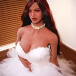 148cm 4ft9 TPE Seductive Busty Curvy Body Sex Doll #205 Head in White Gown