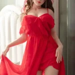 150cm 4ft9 Brown Curly Hair Red Dress Sex Dolls Sex Toys High Quality Sex Dolls