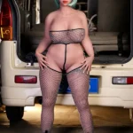 150cm 4ft9 TPE Ample Bust Full Figured Teal Hair Sex Doll #DC61 Head