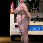 150cm 4ft9 TPE Ample Bust Full Figured Teal Hair Sex Doll #DC61 Head