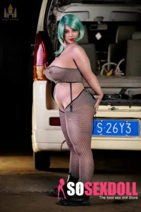 150cm 4ft9 TPE Ample Bust Full Figured Teal Hair Sex Doll #DC61 Head