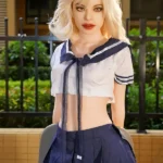 150cm 4ft9 TPE Petite Breast Tiny Waist Blonde Hair Sex Doll #DC13 Head