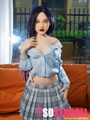 150cm 4ft9 TPE Small Breast Slim Body Purple Hair Sex Doll #DC14 Head