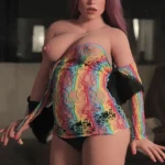 155cm 5ft1 Silicone Chubby Figure Colorful Outfit Long Curls Sex Doll