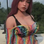 155cm 5ft1 Silicone Chubby Figure Colorful Outfit Long Curls Sex Doll