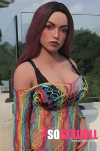 155cm 5ft1 Silicone Chubby Figure Colorful Outfit Long Curls Sex Doll