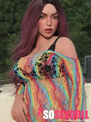 155cm 5ft1 Silicone Chubby Figure Colorful Outfit Long Curls Sex Doll