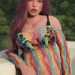 155cm 5ft1 Silicone Chubby Figure Colorful Outfit Long Curls Sex Doll