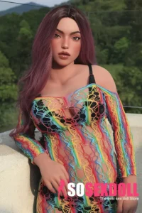 155cm 5ft1 Silicone Chubby Figure Colorful Outfit Long Curls Sex Doll