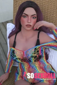 155cm 5ft1 Silicone Chubby Figure Colorful Outfit Long Curls Sex Doll