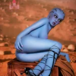 156cm 5ft2 TPE Alien Style Blue Busty Alluring Body Warrior Sex Doll #A1 Head