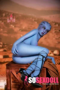156cm 5ft1 TPE Big Breast Blue Skin Alien Warrior Sex Doll #A1 Head