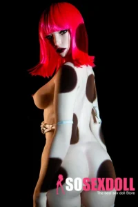 157cm 5ft2 Silicone Dotted Light Shadow Pink Hair Perky Chests Sex Doll