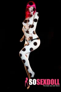 157cm 5ft2 Silicone Dotted Light Shadow Pink Hair Perky Chests Sex Doll