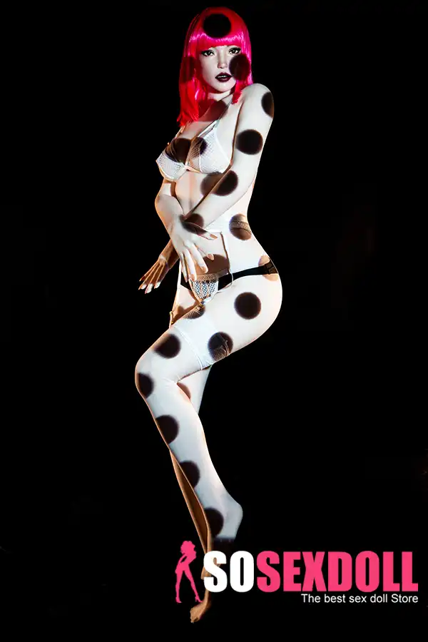 157cm 5ft2 Silicone Dotted Light Shadow Pink Hair Perky Chests Sex Doll